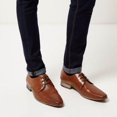 Brown embossed leather formal shoes
